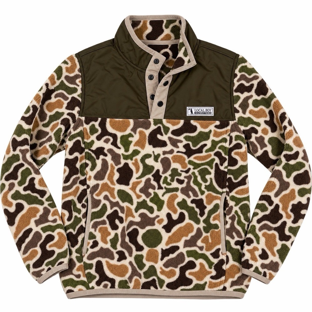 Local Boy Outfitters Kids Duck Camo Fleece Quarter Zip Sz Youth Medium